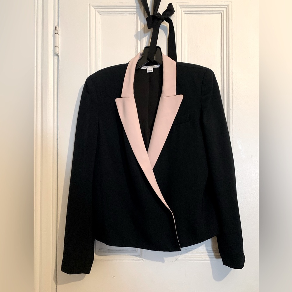 Diane Von Furstenberg Navy and Pink Tuxedo Blazer